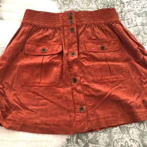 Burnt orange mini skirt with pockets